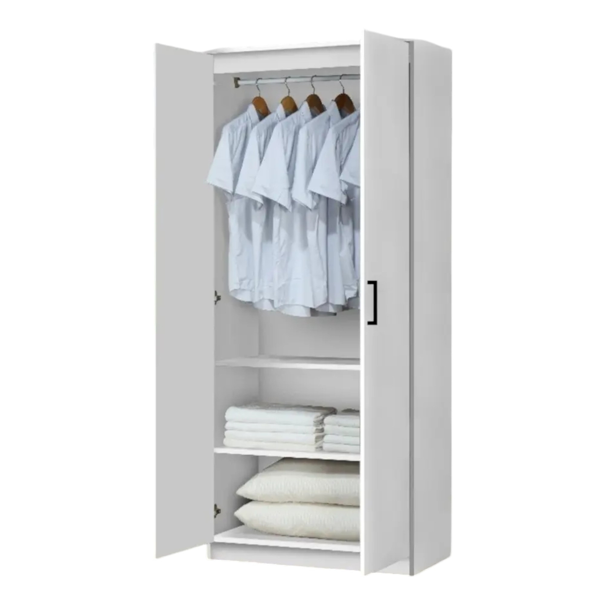 Interiax Opbergkast - Kledingkast 'Lucas' - 2 Deuren, 1 Hanger & 2 Legplanken | Wit | 184x80x52 cm