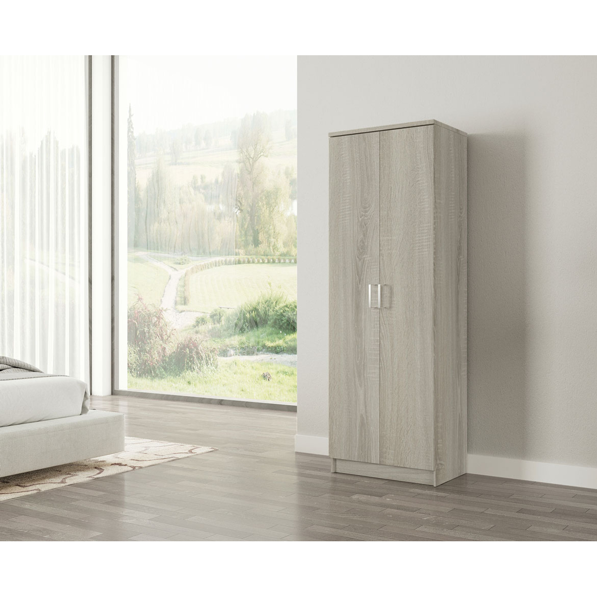 Interiax Opbergkast - Kledingkast 'Amelie' - 2 Deuren & 4 Legplanken | Sonoma Eik | 180x60x40 cm