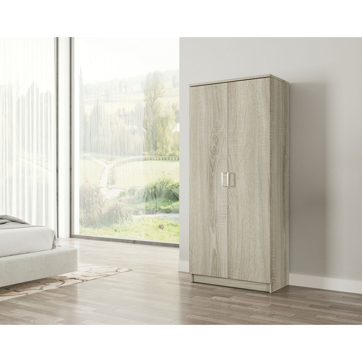 Interiax Opbergkast - Kledingkast 'Amelie' - 2 Deuren & 4 Legplanken | Sonoma Eik | 180x80x40 cm