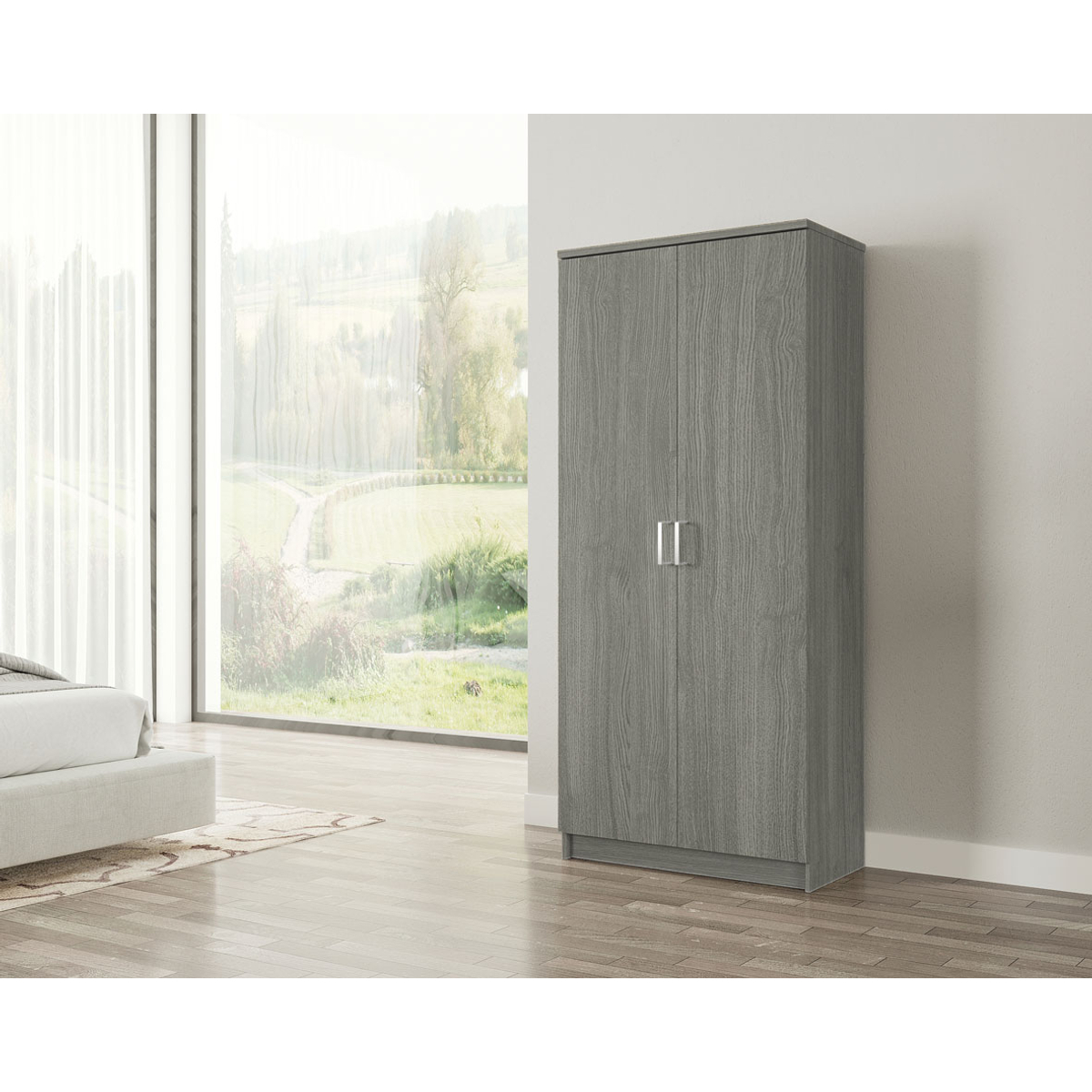 Interiax Opbergkast - Kledingkast 'Amelie' - 2 Deuren & 4 Legplanken | Grijze Eik | 180x80x40 cm