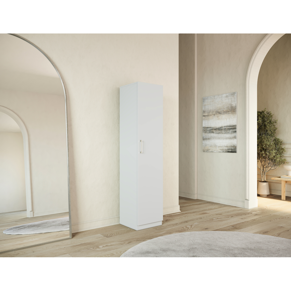 Interiax Opbergkast - Kledingkast 'Mila' - 1 Deur & 4 Legplanken | Wit | 180x40x42 cm