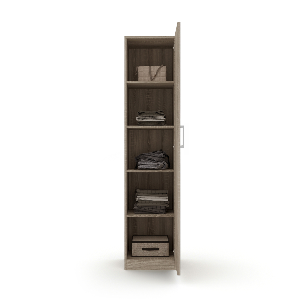 Interiax Opbergkast - Kledingkast 'Mila' - 1 Deur & 4 Legplanken | Sonoma Eik | 180x40x42 cm