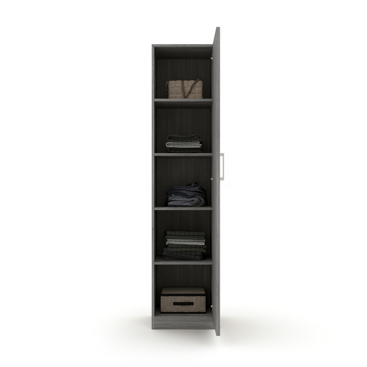 Interiax Opbergkast - Kledingkast 'Mila' - 1 Deur & 4 Legplanken | Grijze Eik | 180x40x42 cm