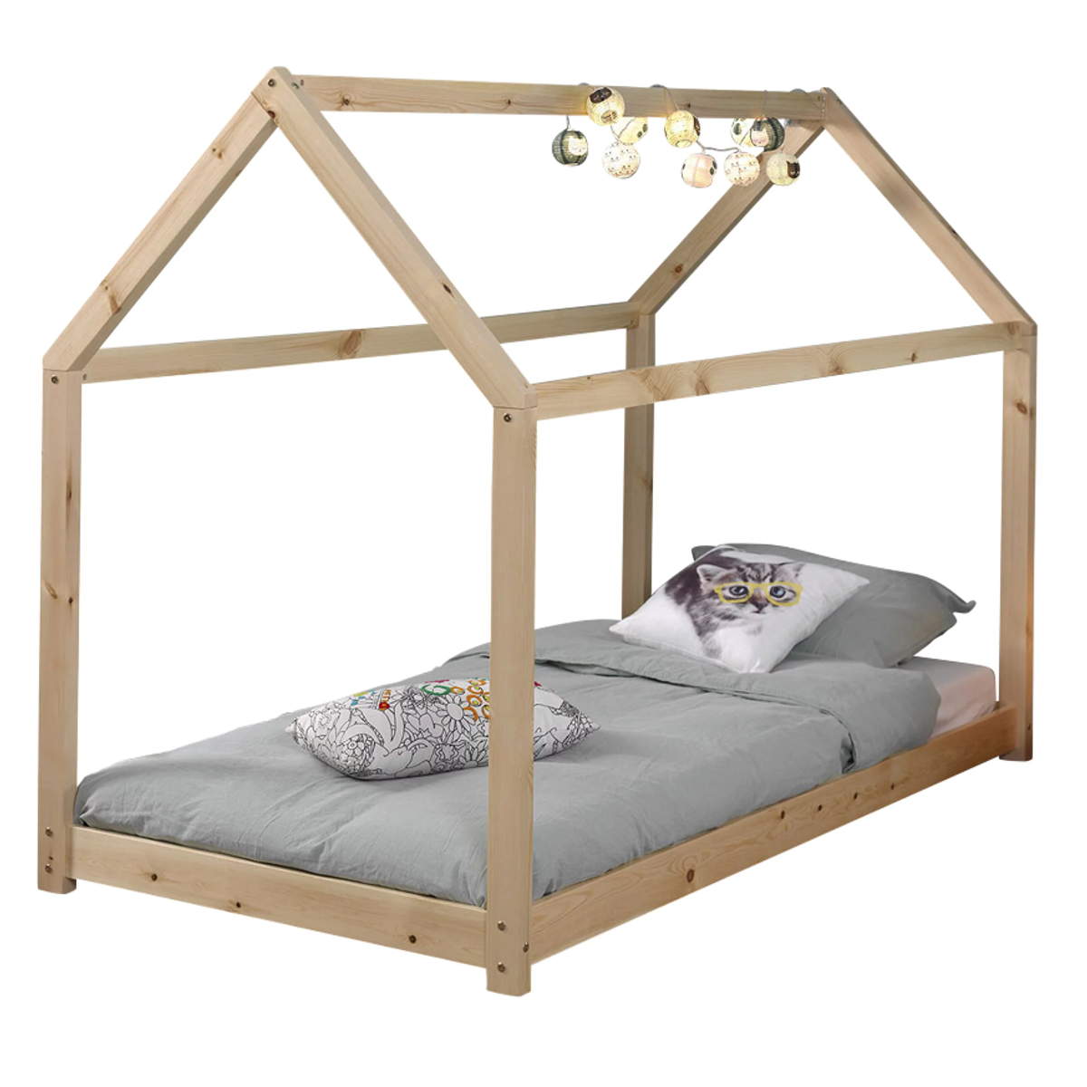 Kinderbed Huis 90x200 Naturel