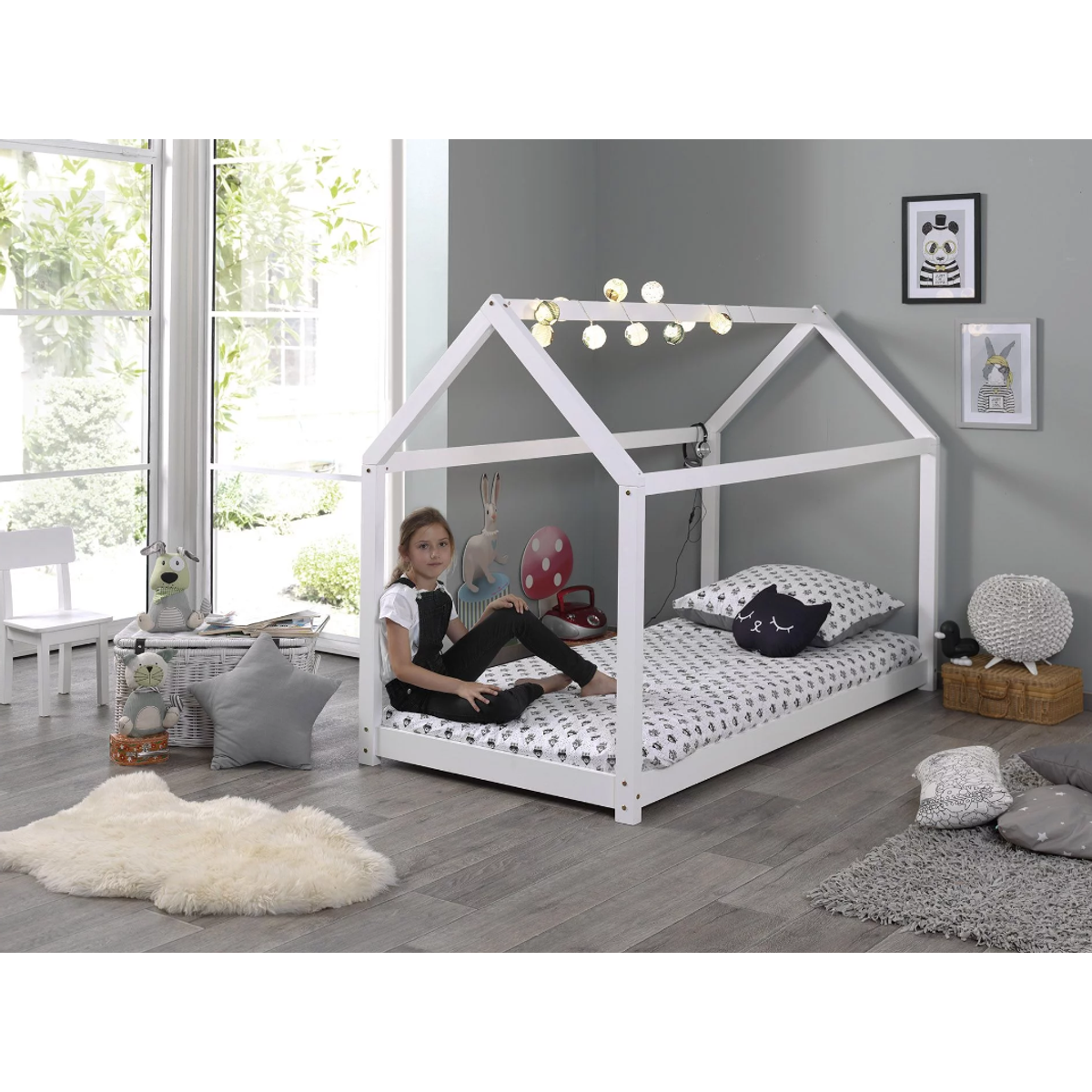 Kinderbed Huis 90x200 Wit