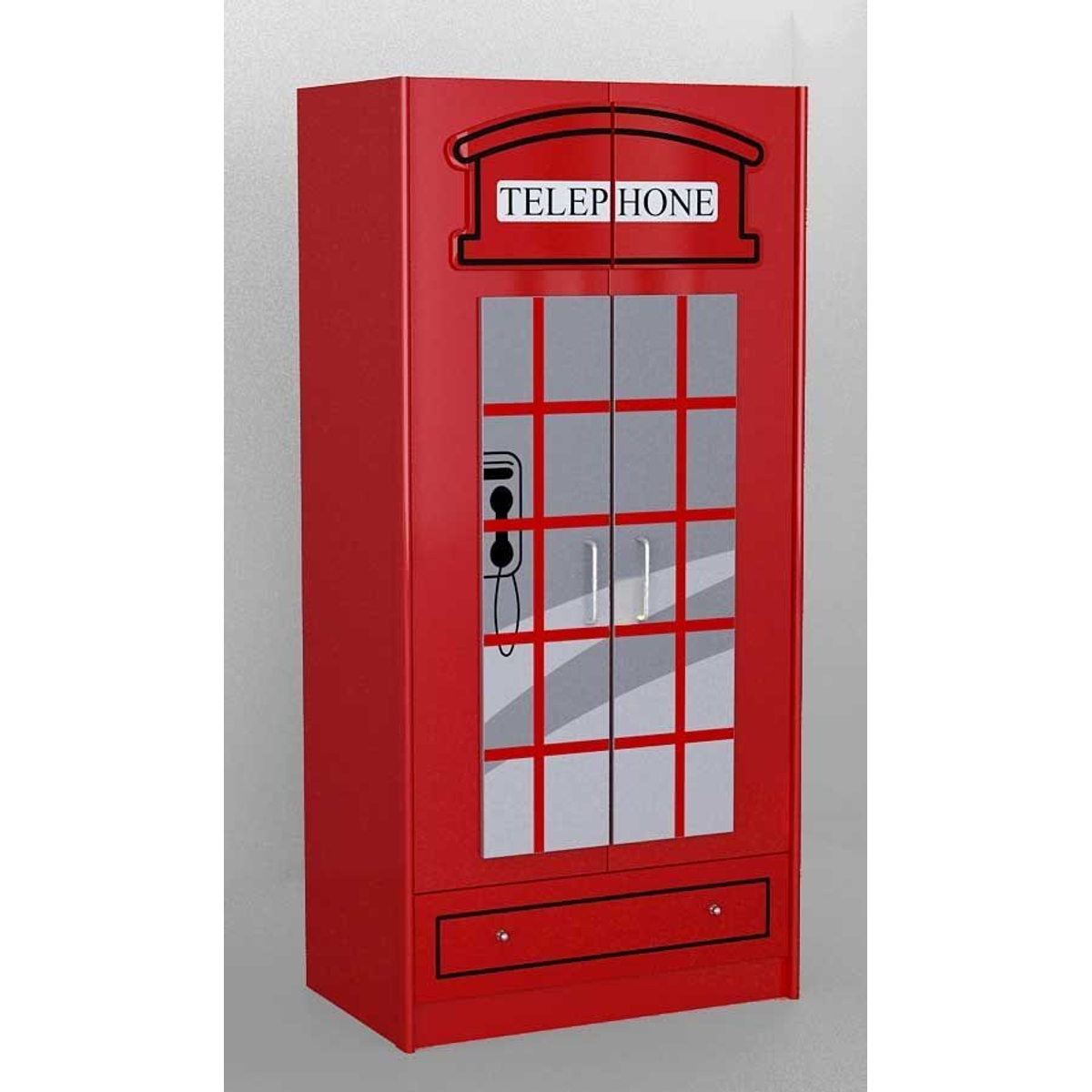 Kledingkast London Telefooncel 2 Deuren