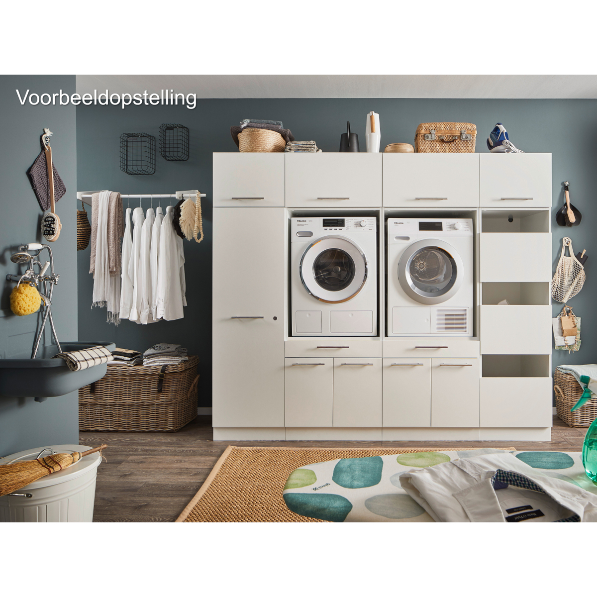 Interiax WASHWALL 'Mary' Wasmachine Bovenkast Wit - Met 1 openslaande deur- 38x50x67.5 cm
