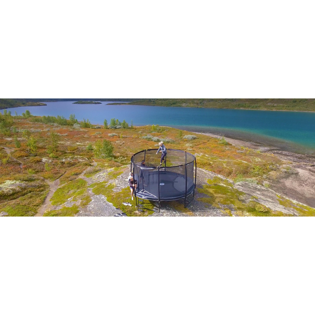 North Explorer Regular Trampoline 430 Round Black + filet de sécurité