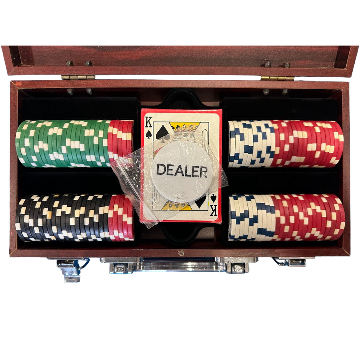 North Pokerset in Mahony Look koffer met 100 Chips