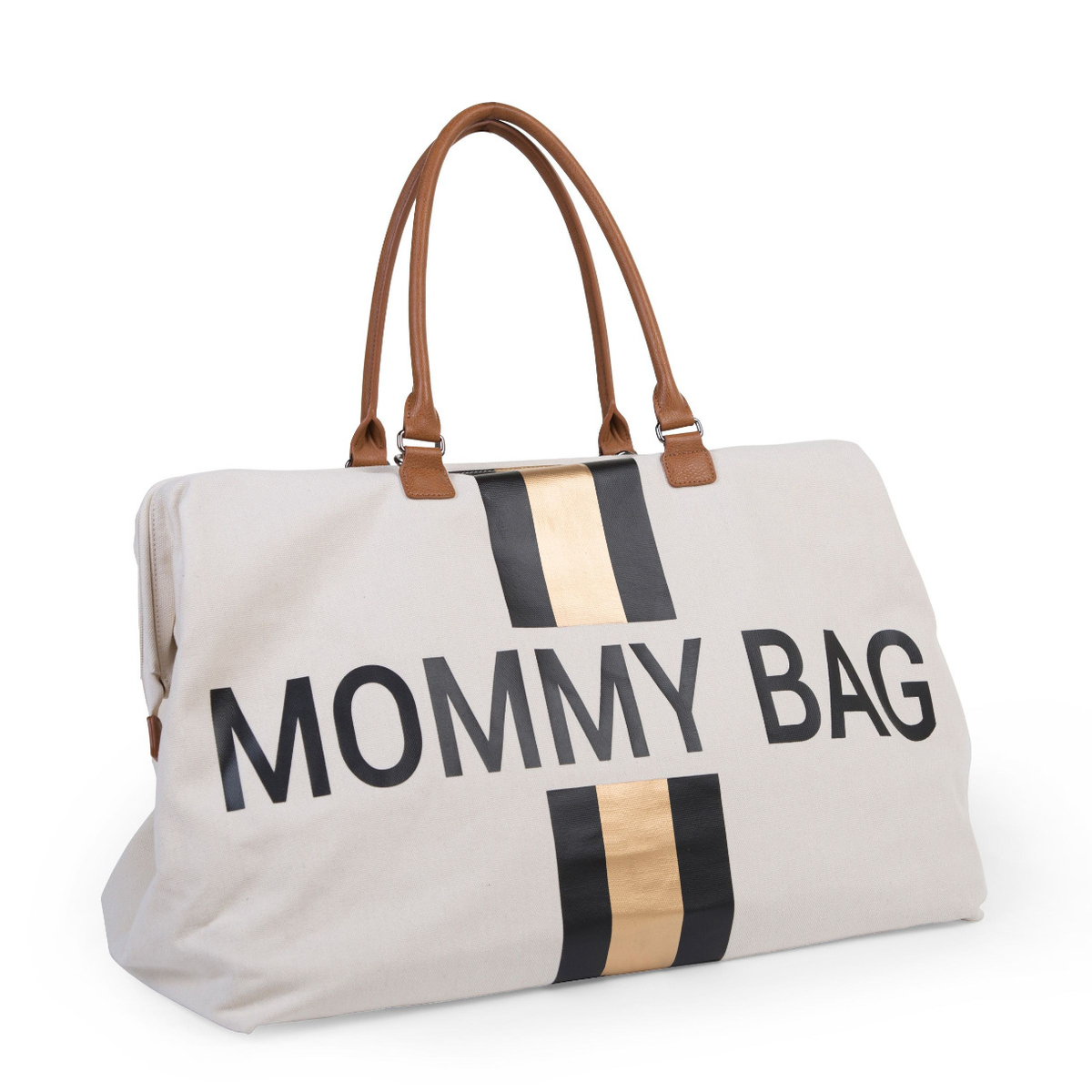 Childhome Mommy Bag Verzorgingstas - Ecru Strepen Zwart/Goud