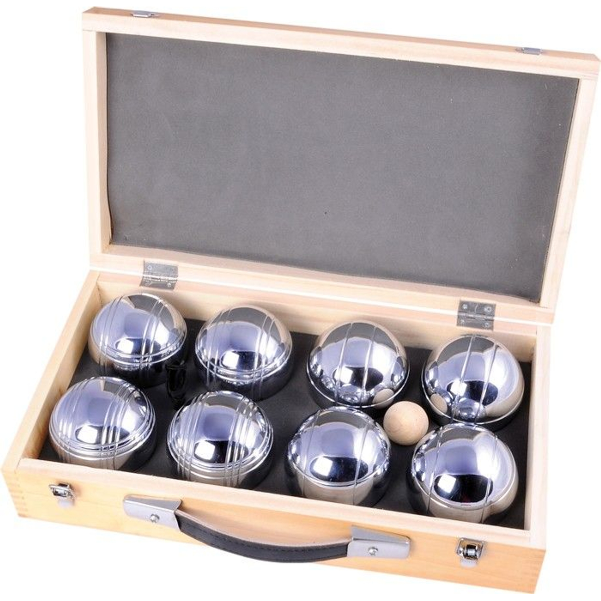 Petanqueballen Metal 8 In Houten Kistje