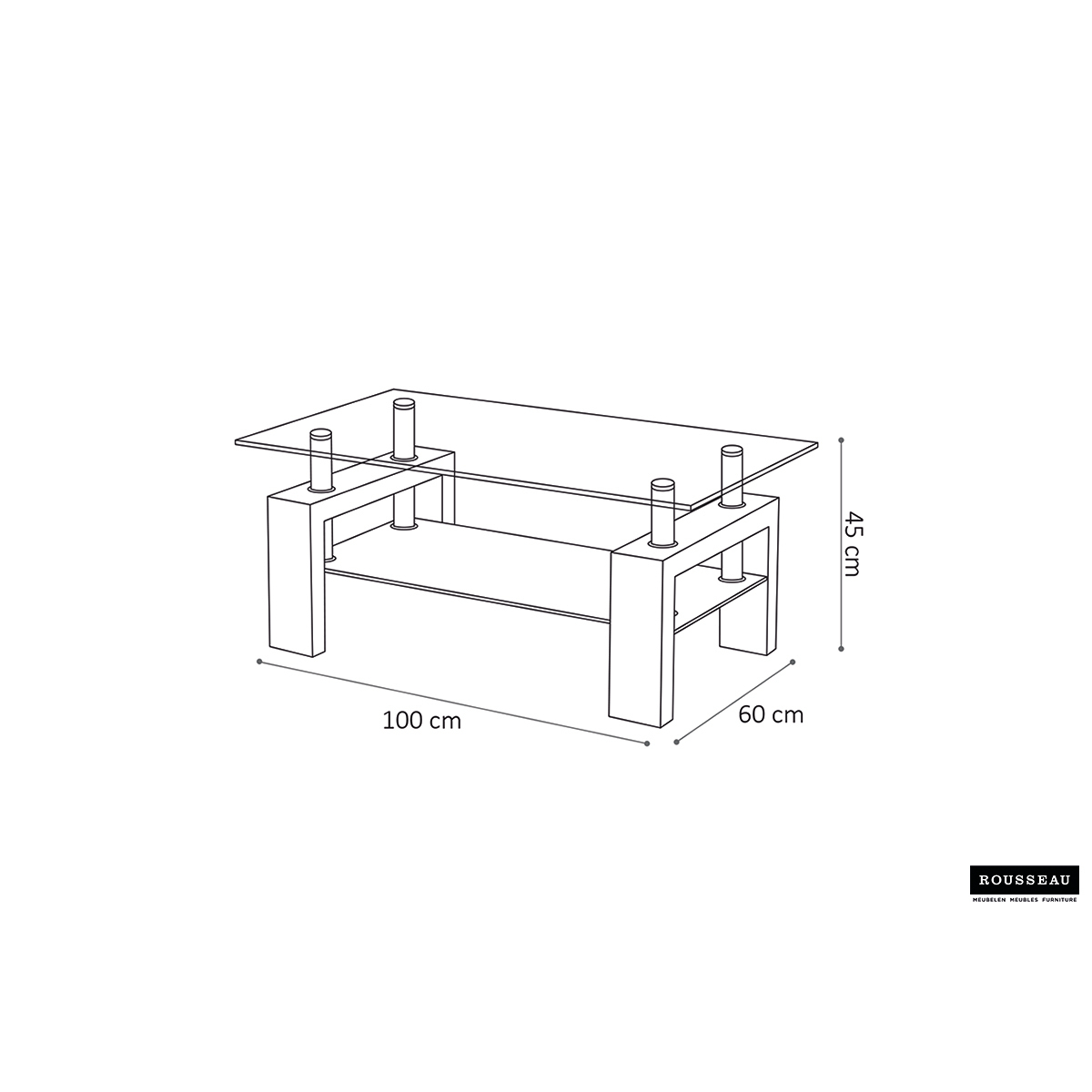 Salontafel Alana Rechthoekig Hoogglans wit