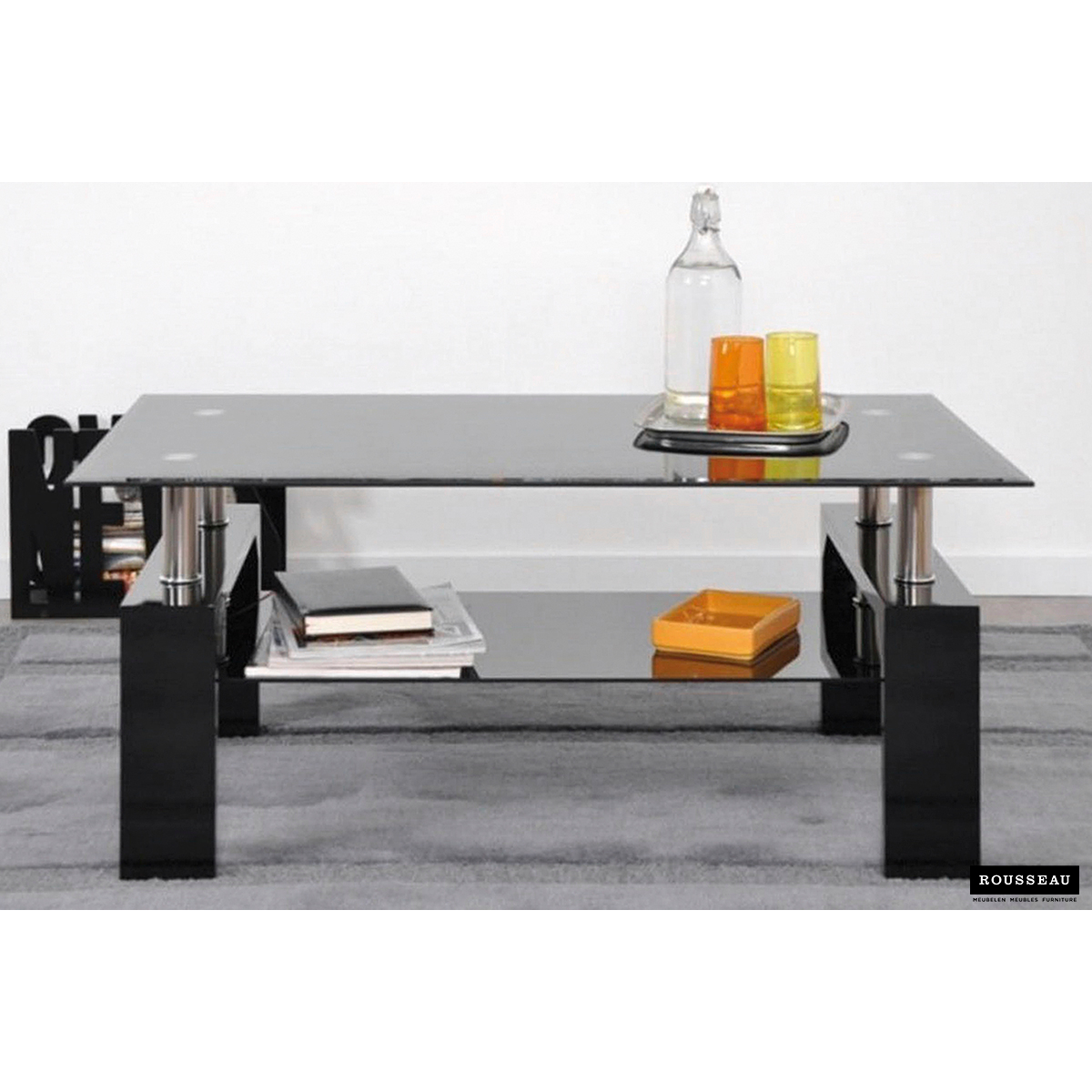 Salontafel Alana Rechthoekig Hoogglans Zwart