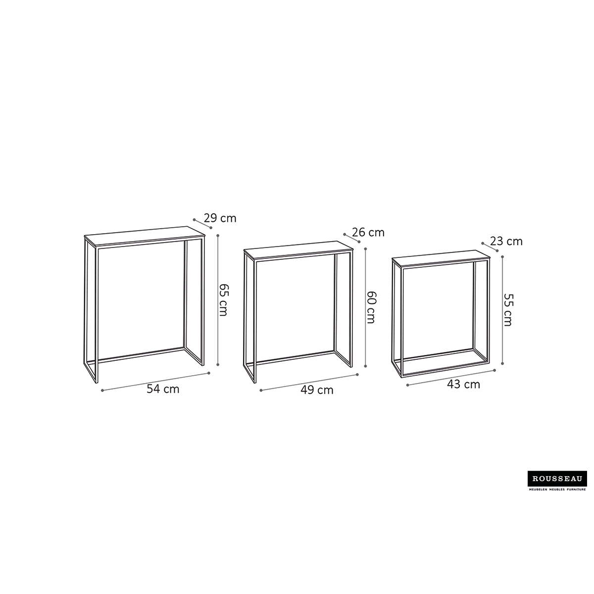 Bijzettafel 'Triplex' Metaal (set van 3)