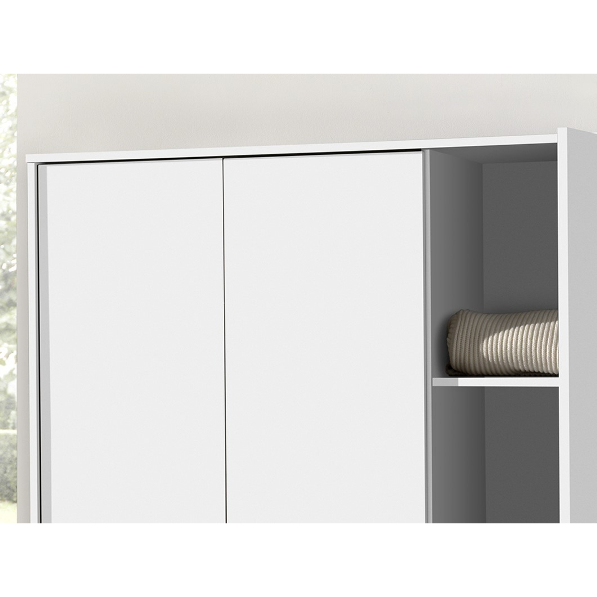 Interiax Kledingkast 'Amelie' – 3 Deuren, 1 Hanger & 4 Legplanken | Wit | 180x120x54 cm