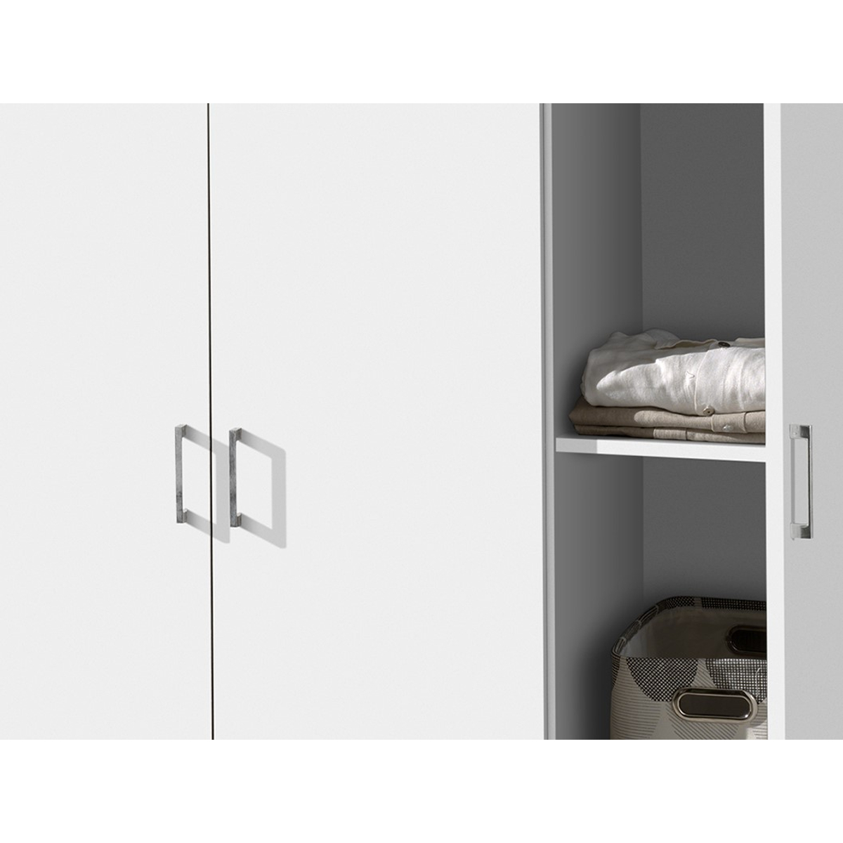 Interiax Kledingkast 'Amelie' – 3 Deuren, 1 Hanger & 4 Legplanken | Wit | 180x120x54 cm