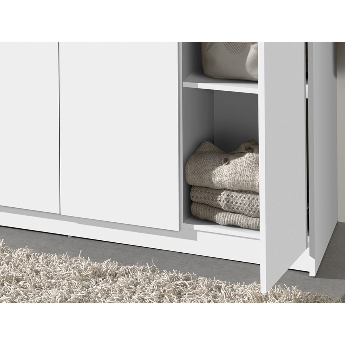 Interiax Kledingkast 'Amelie' – 3 Deuren, 1 Hanger & 4 Legplanken | Wit | 180x120x54 cm