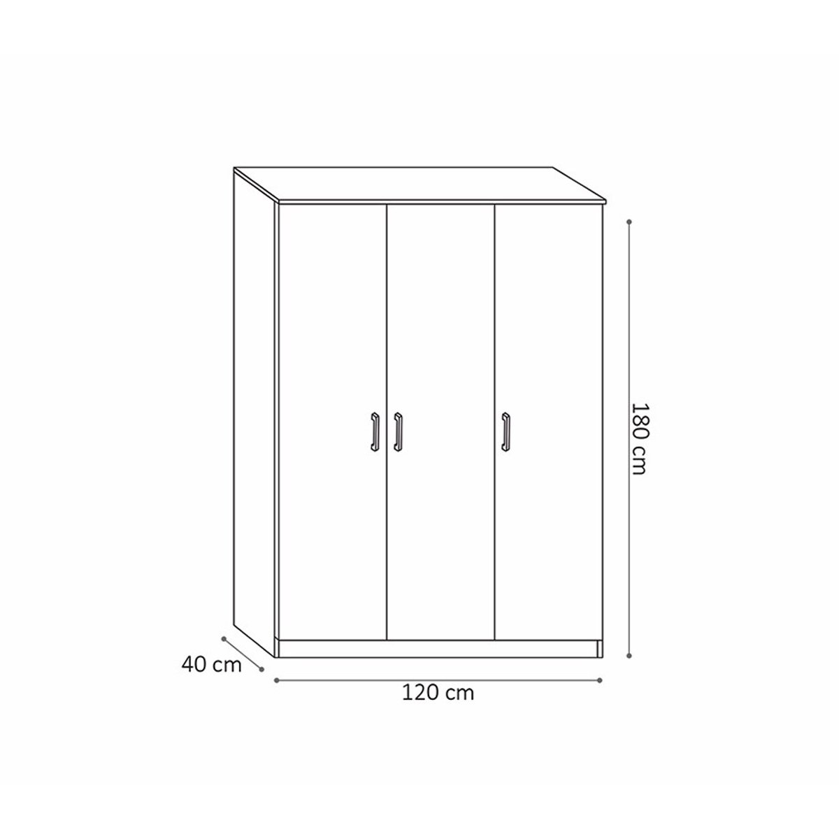 Interiax Armoire de rangement - Armoire 'Amelie' 3 portes et 8 étagères | Blanc | 180x120x40 cm