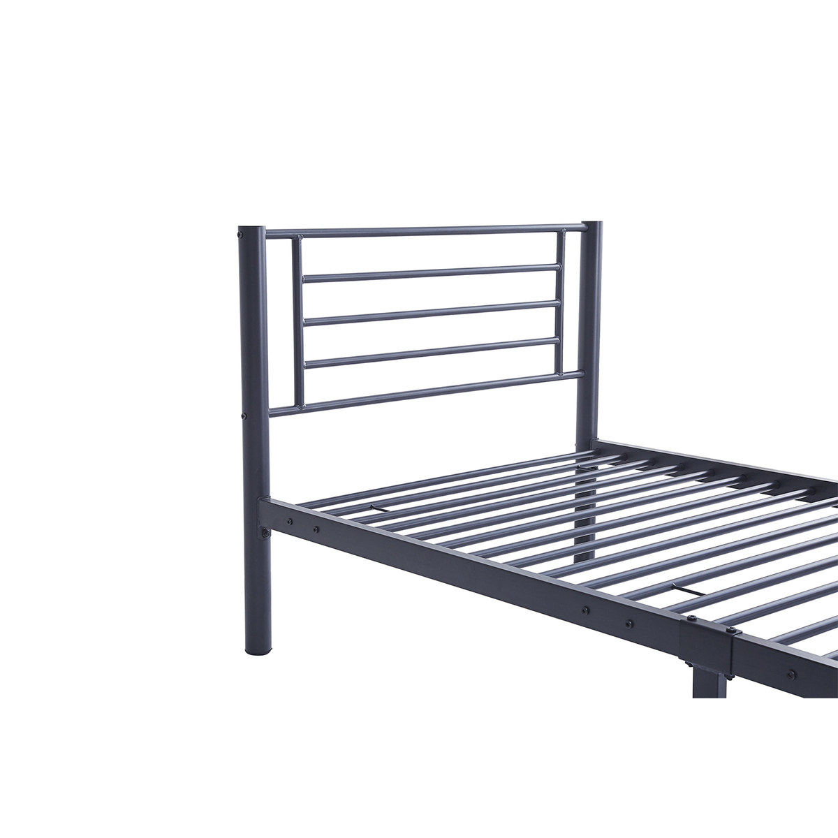 Interiax Otis Bed - Donkergrijs Metaal  - 90x200 cm -  Inclusief Lattenbodem