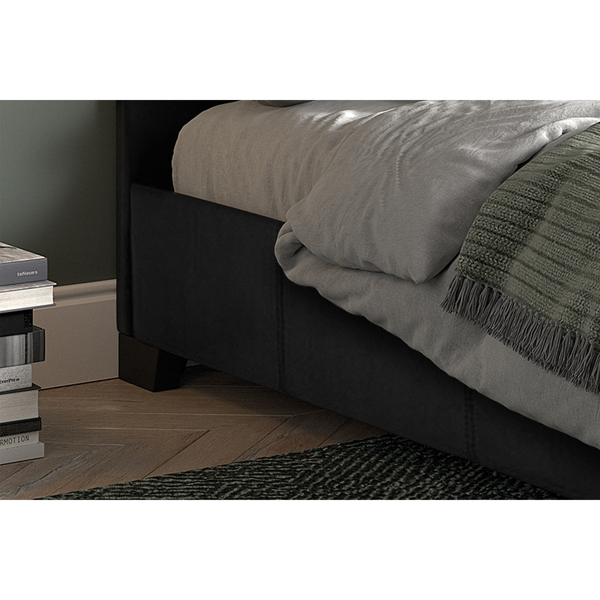 Interiax George Bed - Zwart PU Leder - 140x200 cm - Inclusief Lattenbodem