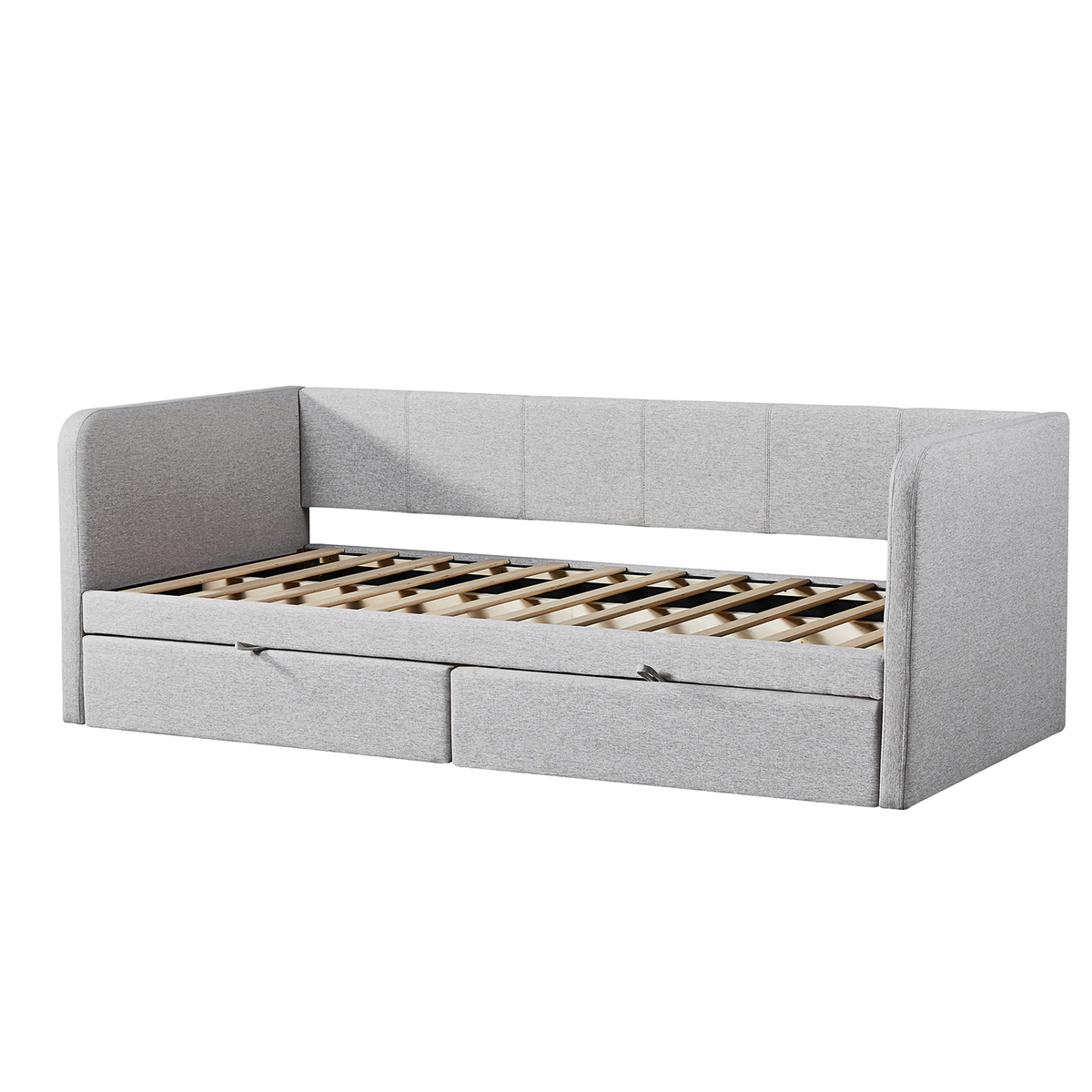  Interiax Liam Bed - Comfort Beige Inclusief 2 schuiven en lattenbodem (90 x 200 cm) 