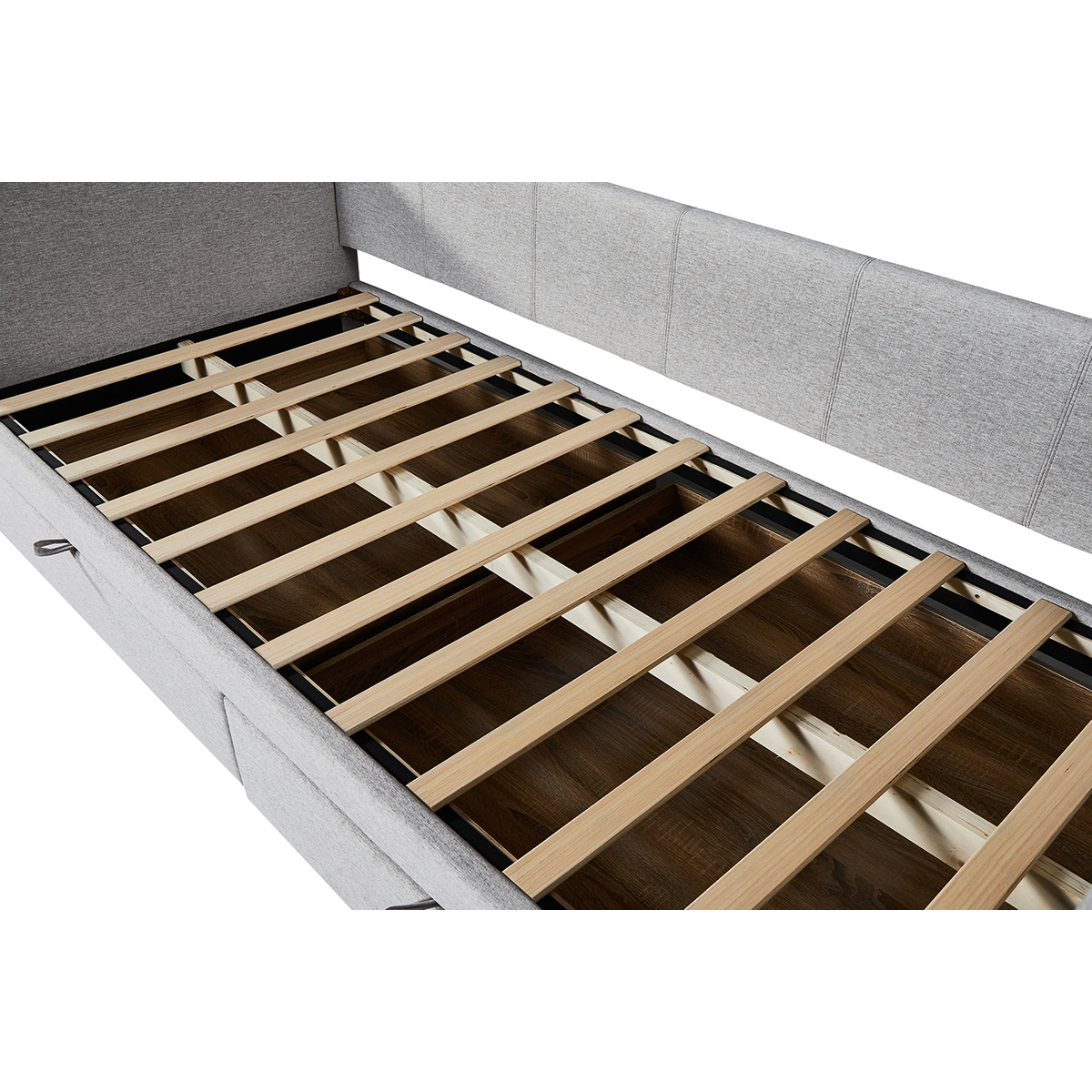  Interiax Liam Bed - Comfort Beige Inclusief 2 schuiven en lattenbodem (90 x 200 cm) 
