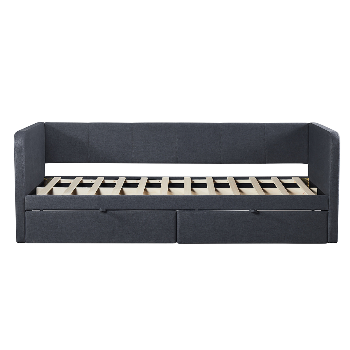 Interiax Liam Bed - Grijs Stof - 90x200cm - 2 schuiven
