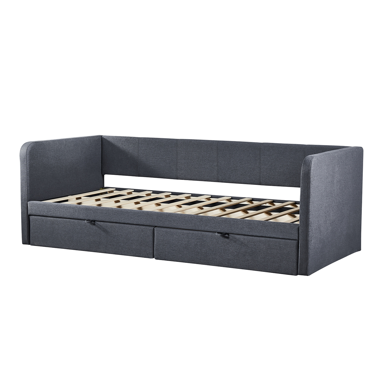 Interiax Liam Bed - Grijs Stof - 90x200cm - 2 schuiven