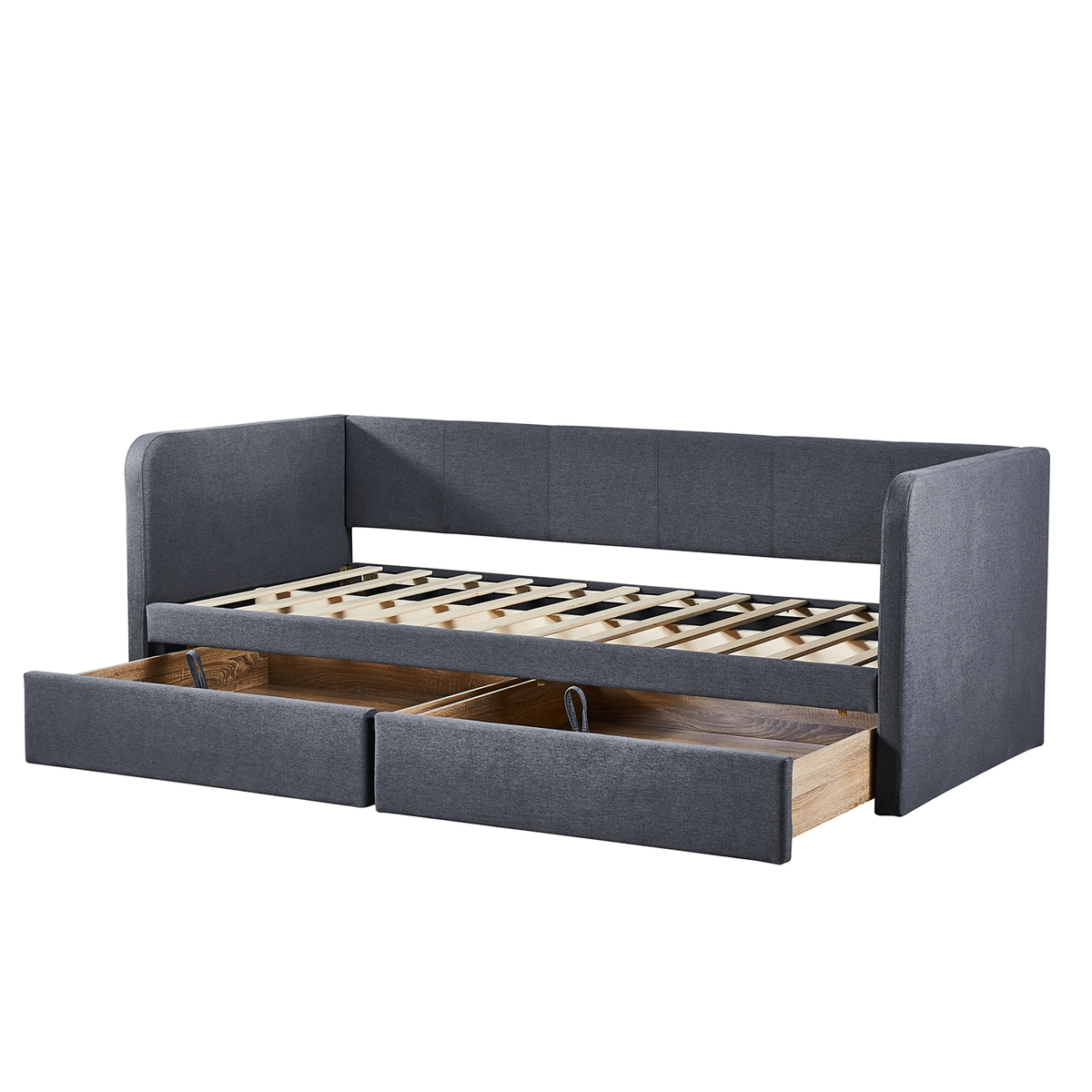 Interiax Liam Bed - Grijs Stof - 90x200cm - 2 schuiven