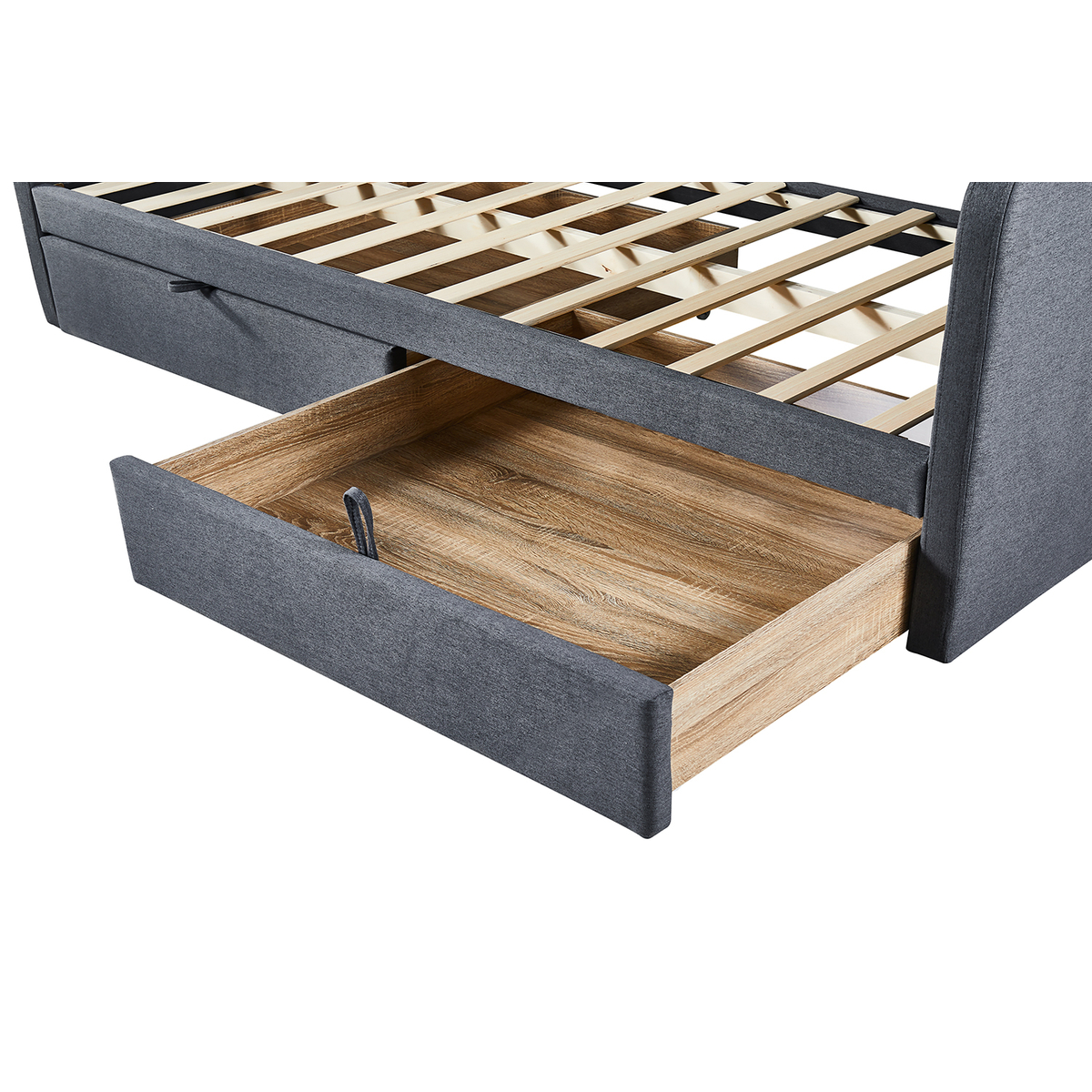 Interiax Liam Bed - Grijs Stof - 90x200cm - 2 schuiven