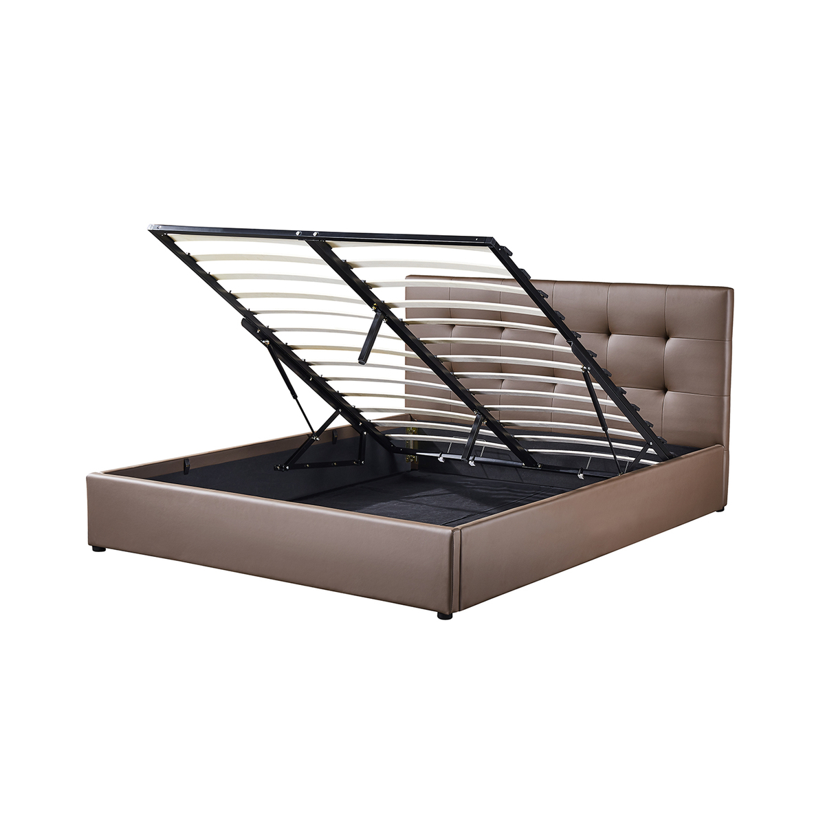 Interiax Morris Bed - Taupe PU leder - 160x200 cm - Inclusief Opbergkoffer
