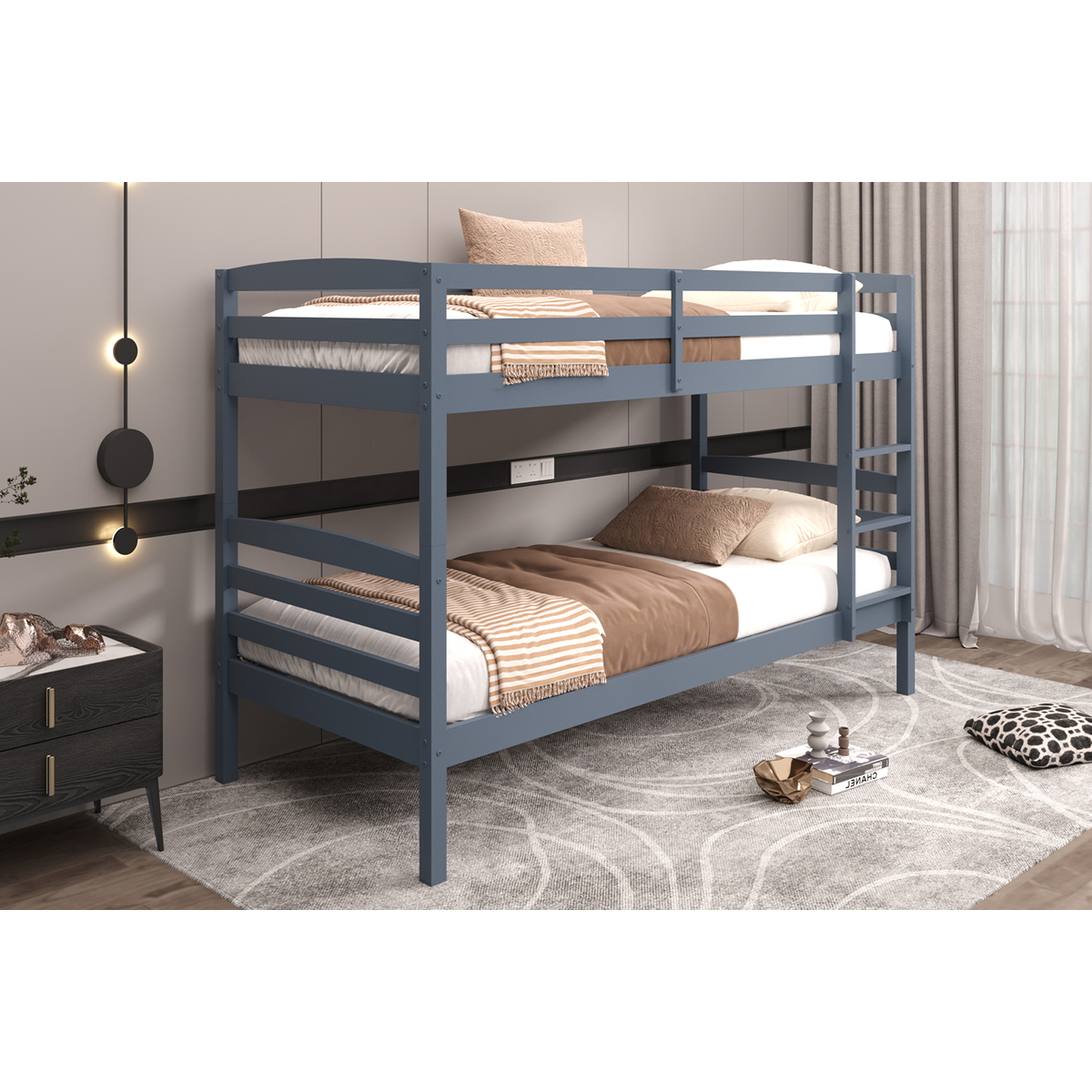 Interiax Tommy Stapelbed - Massief Grenen Grijs - 90x 200 cm - Splitsbaar