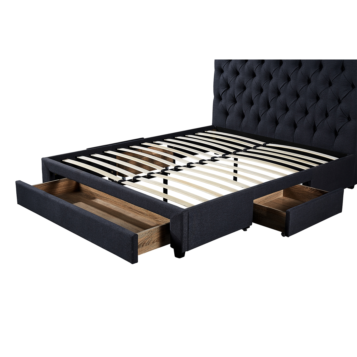  Interiax Dex Bed - Comfort inclusief 3 schuiven in Grijs met lattenbodem (160 x 200 cm) 