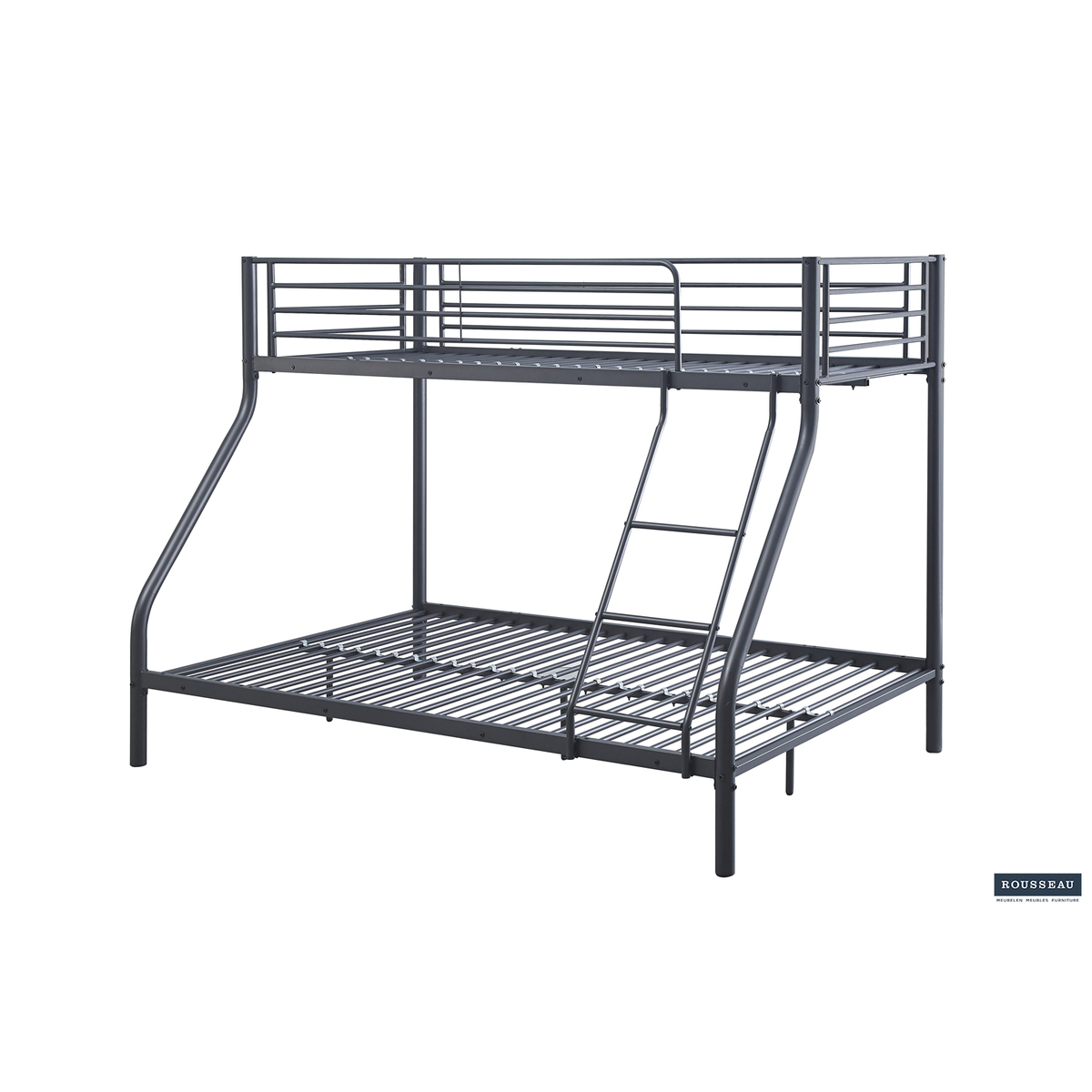 Interiax Trio Stapelbed - Metaal Donkergrijs - 140/90x200 cm - Inclusief Lattenbodems 