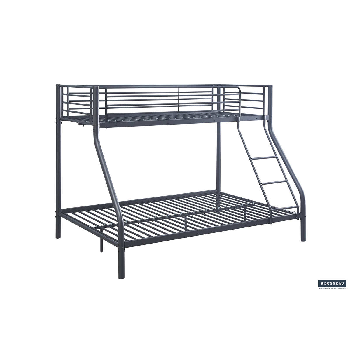 Interiax Trio Stapelbed - Metaal Donkergrijs - 140/90x200 cm - Inclusief Lattenbodems 