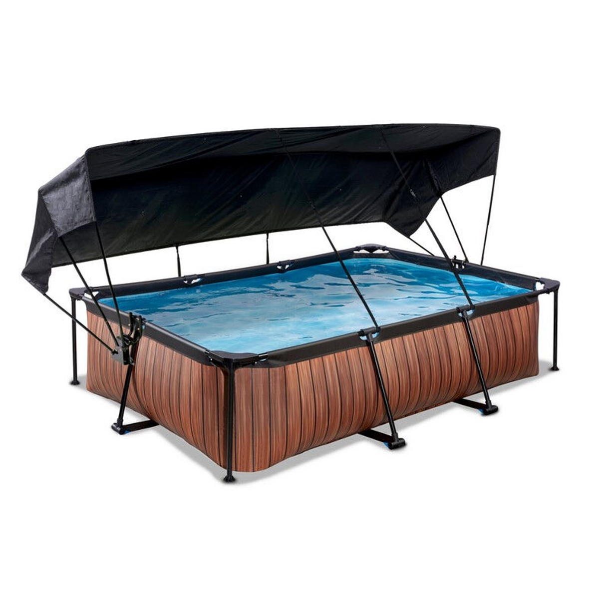 EXIT Wood zwembad 300x200x65cm met schaduwdoek en filterpomp - bruin