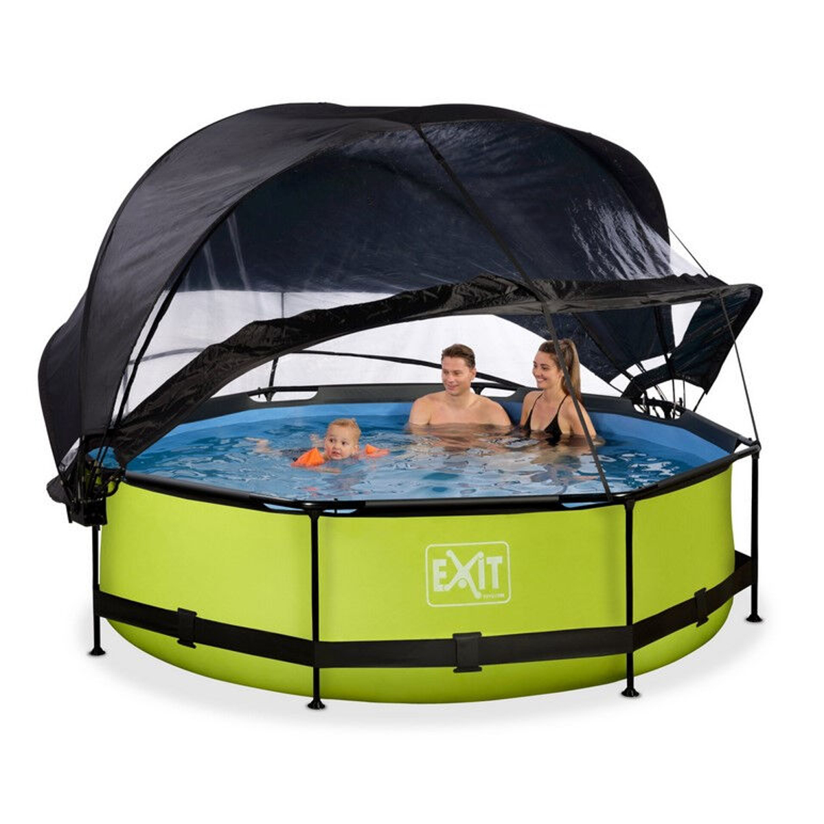 EXIT Lime zwembad ø300x76cm met overkapping, schaduwdoek en filterpomp - groen