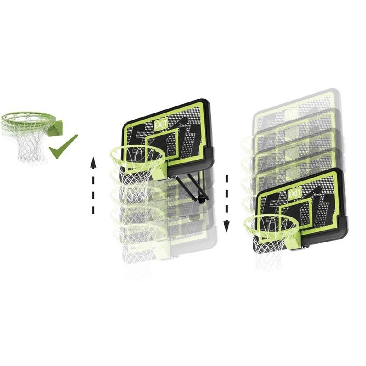 EXIT Galaxy Basketbalbord Voor Muurmontage Met Dunkring - Black Edition