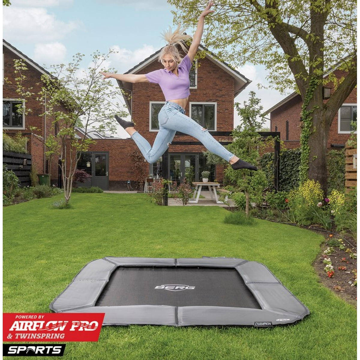 Berg Ultim Champion Flatground Trampoline 200 Grijs