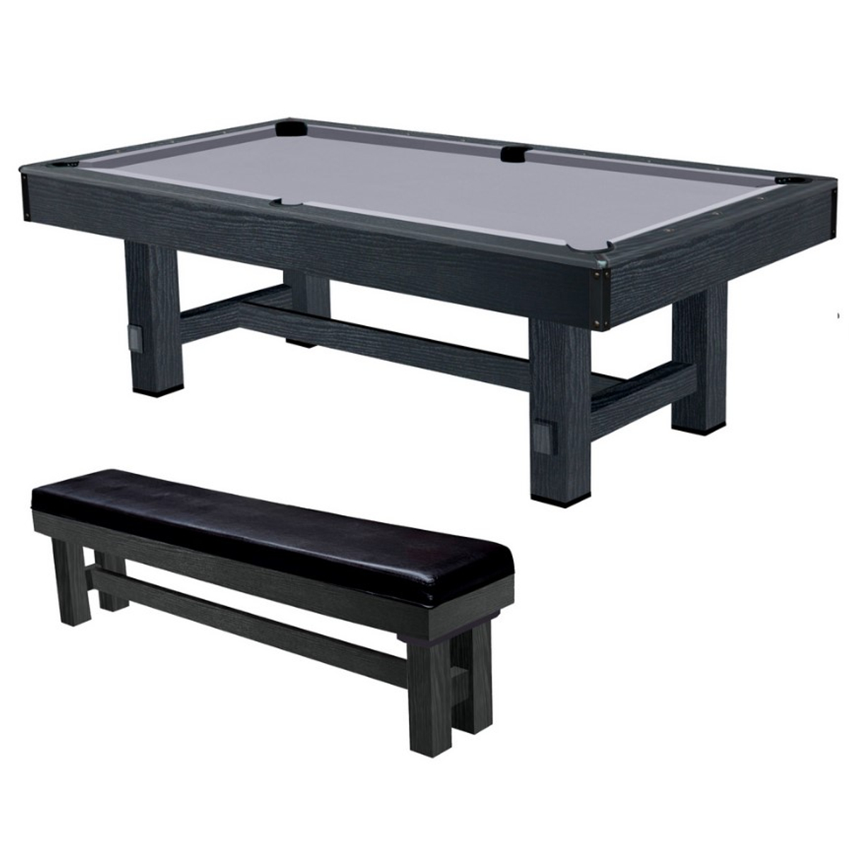 Top Table Dinner Pooltafel Black Wood Met Banken 8FT