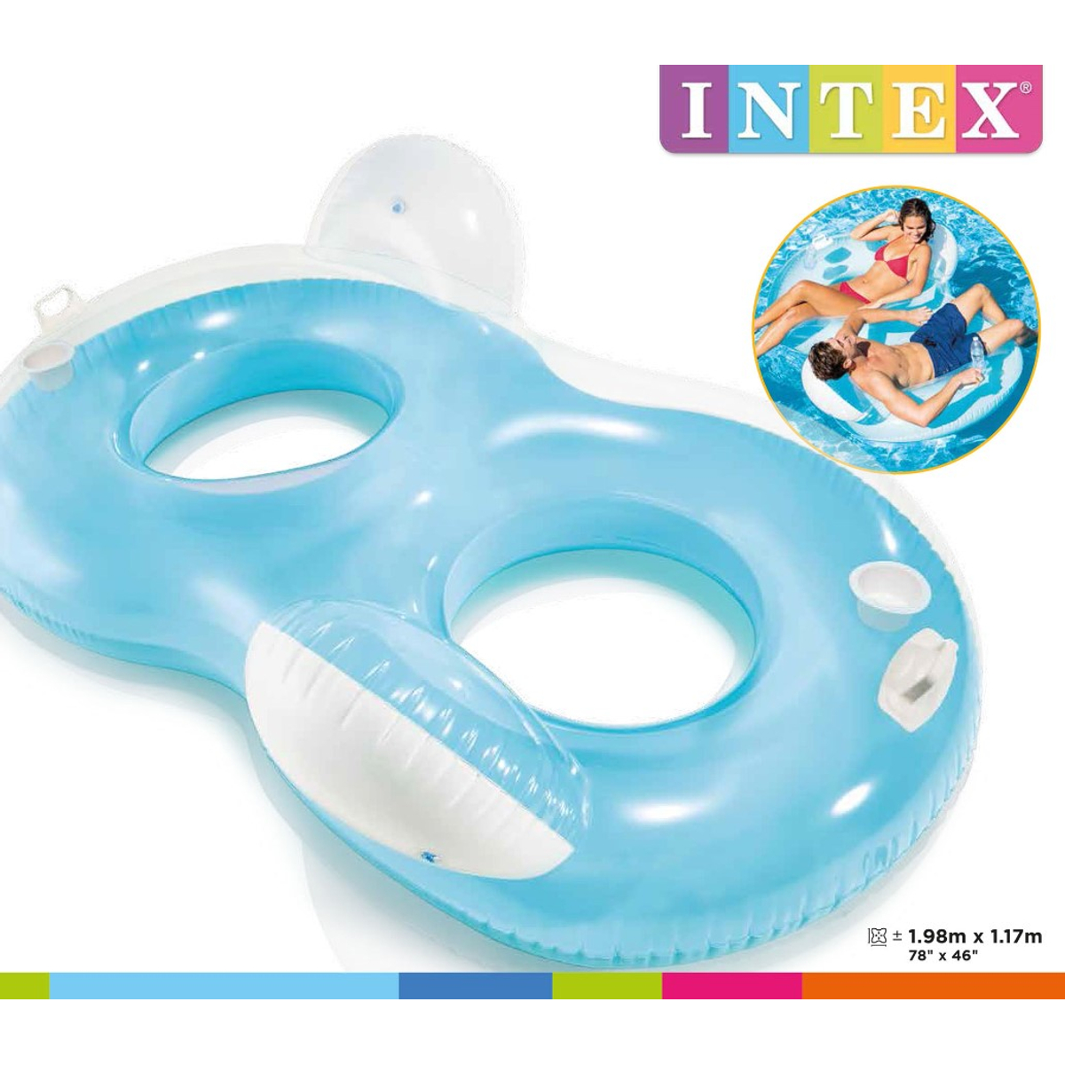 Intex Zwemband Double Lounge Met Drinkhouders 198cm