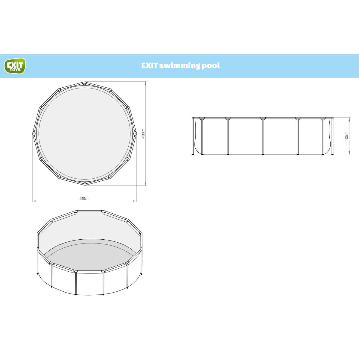EXIT Piscine en pierre Ã¸450x122cm avec pompe de filtration - gris