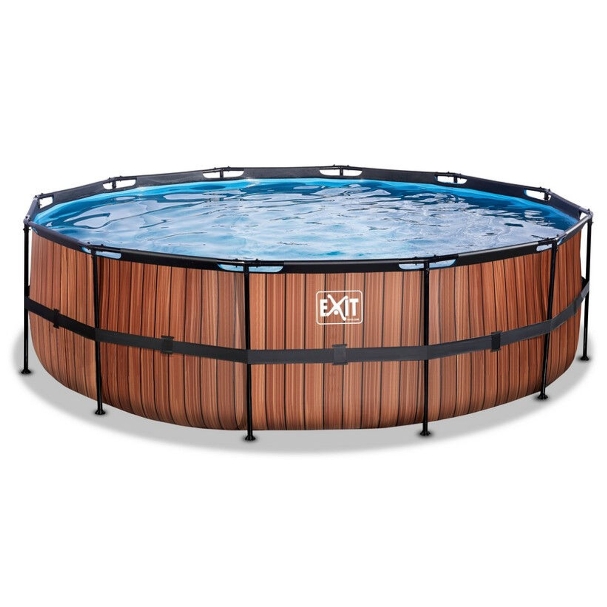 EXIT Piscine en bois Ã¸488x122cm avec pompe de filtration - marron