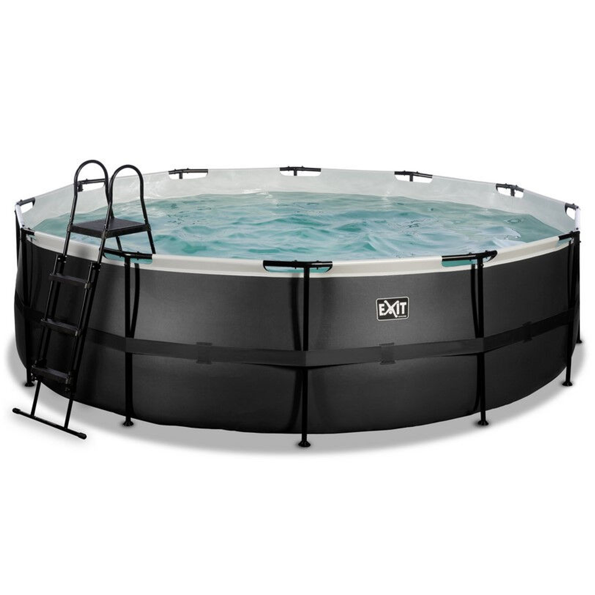 EXIT Noir Piscine en cuir Ã¸488x122cm avec pompe de filtration - noir