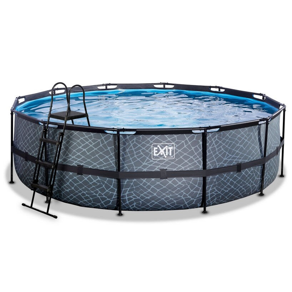 EXIT Piscine en pierre Ã¸488x122cm avec pompe Ã sable - gris