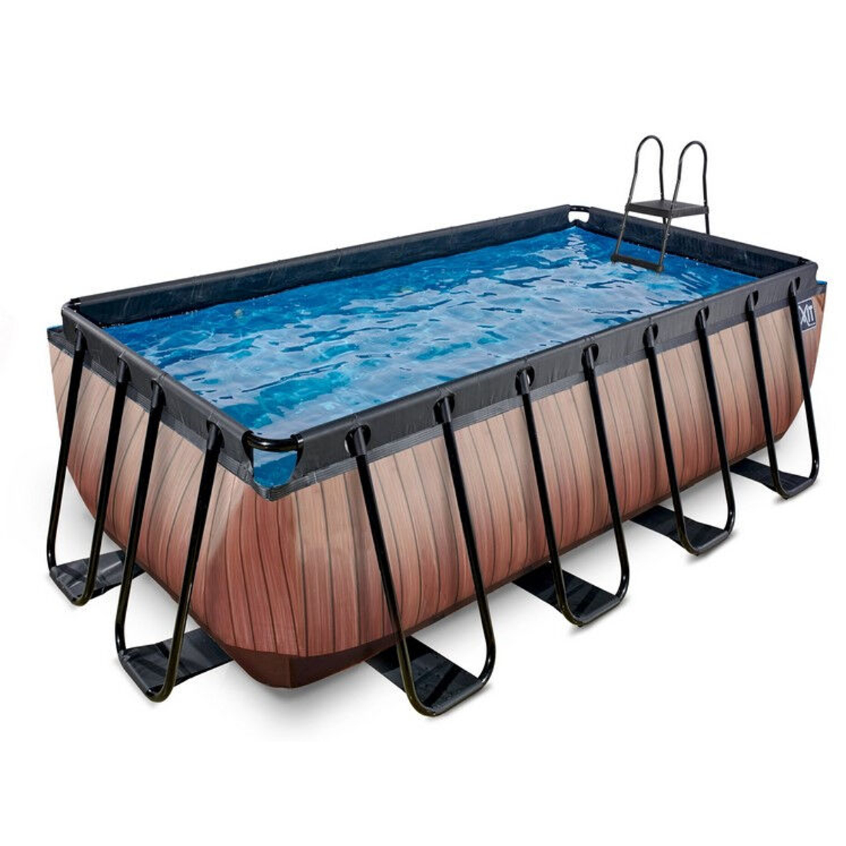 EXIT Wood zwembad 400x200x122cm met filterpomp - bruin