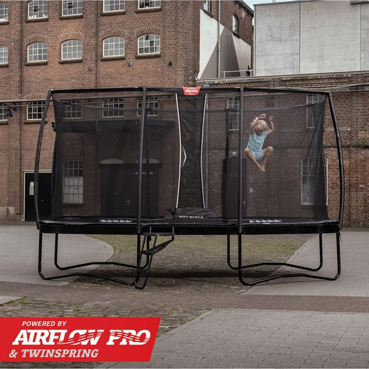 Berg Ultim Champion Regular Trampoline 500 Grijs + Safety Net Deluxe XL