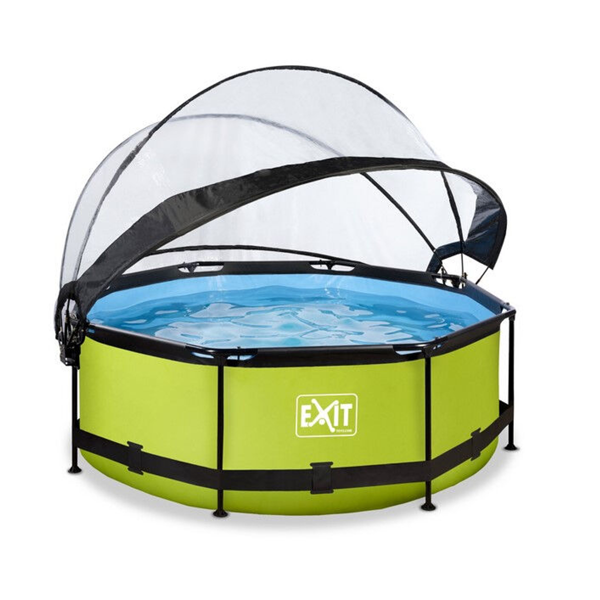 EXIT Lime zwembad Ã¸244x76cm met overkapping en filterpomp - groen