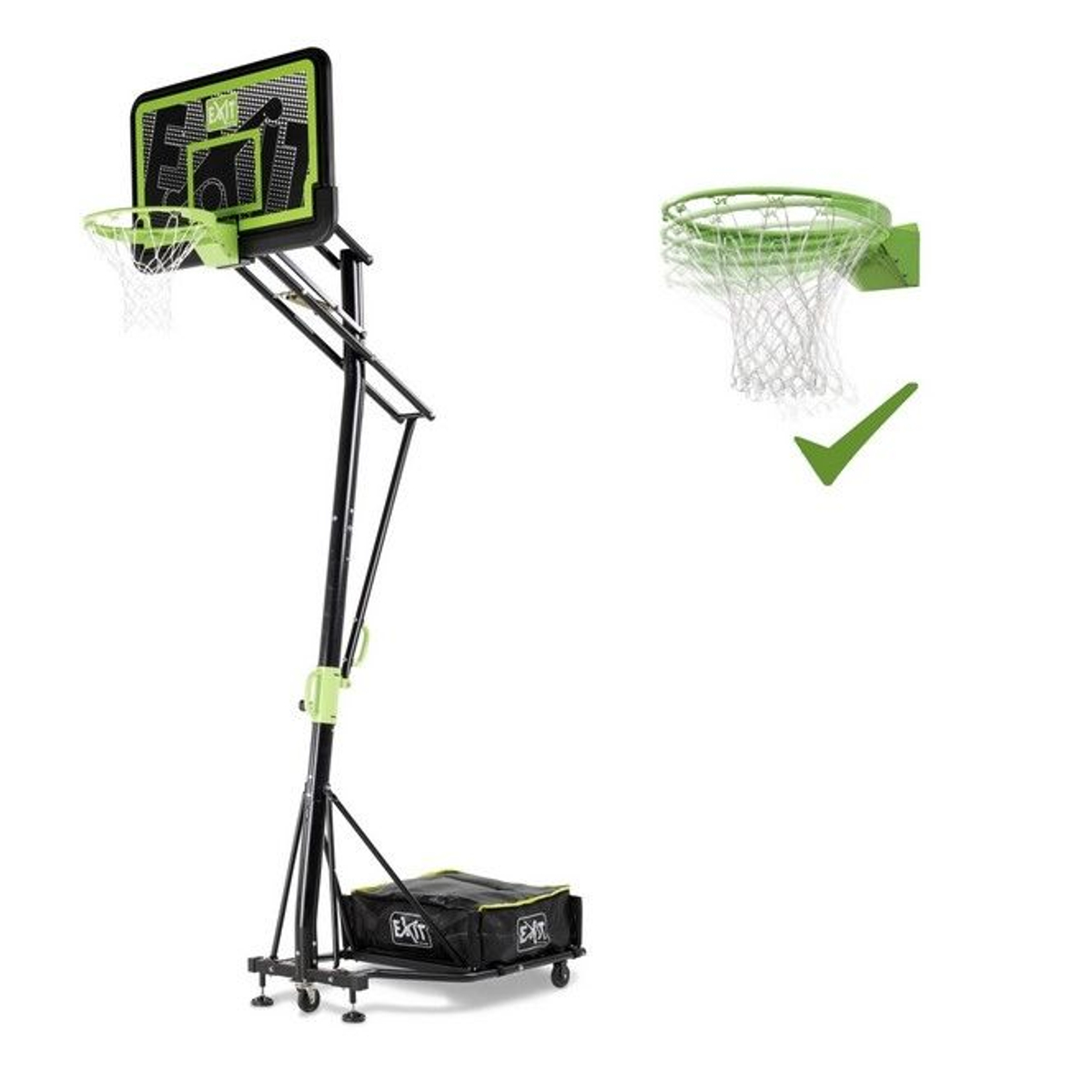 Panneau de basket mobile à roulettes EXIT Galaxy avec cercle dunk - black edition