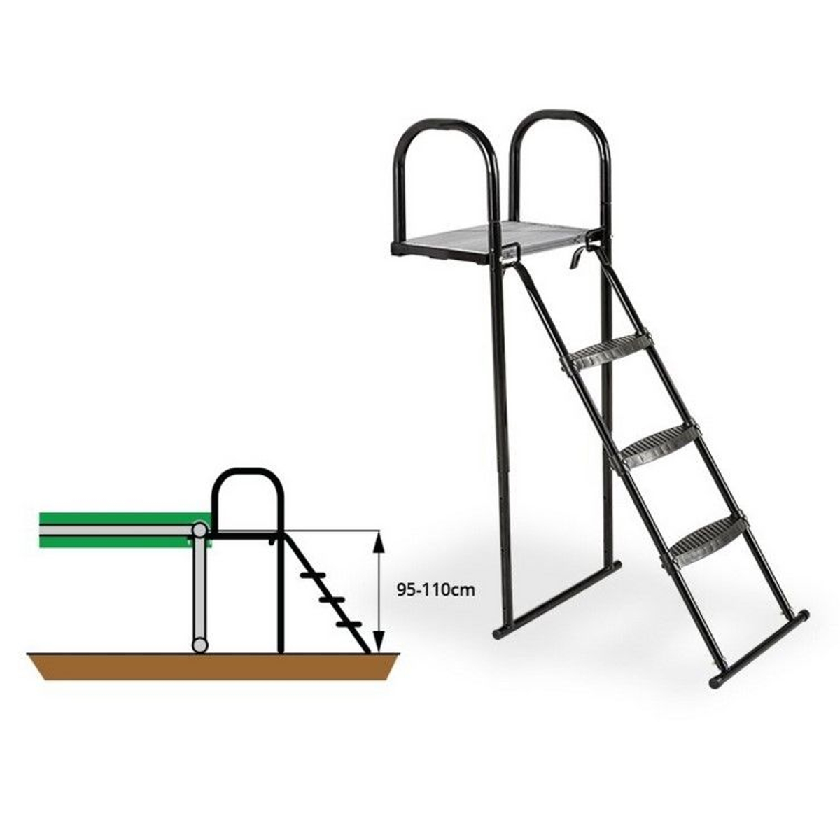 EXIT trampoline platform met ladder voor framehoogte van 50-65cm
